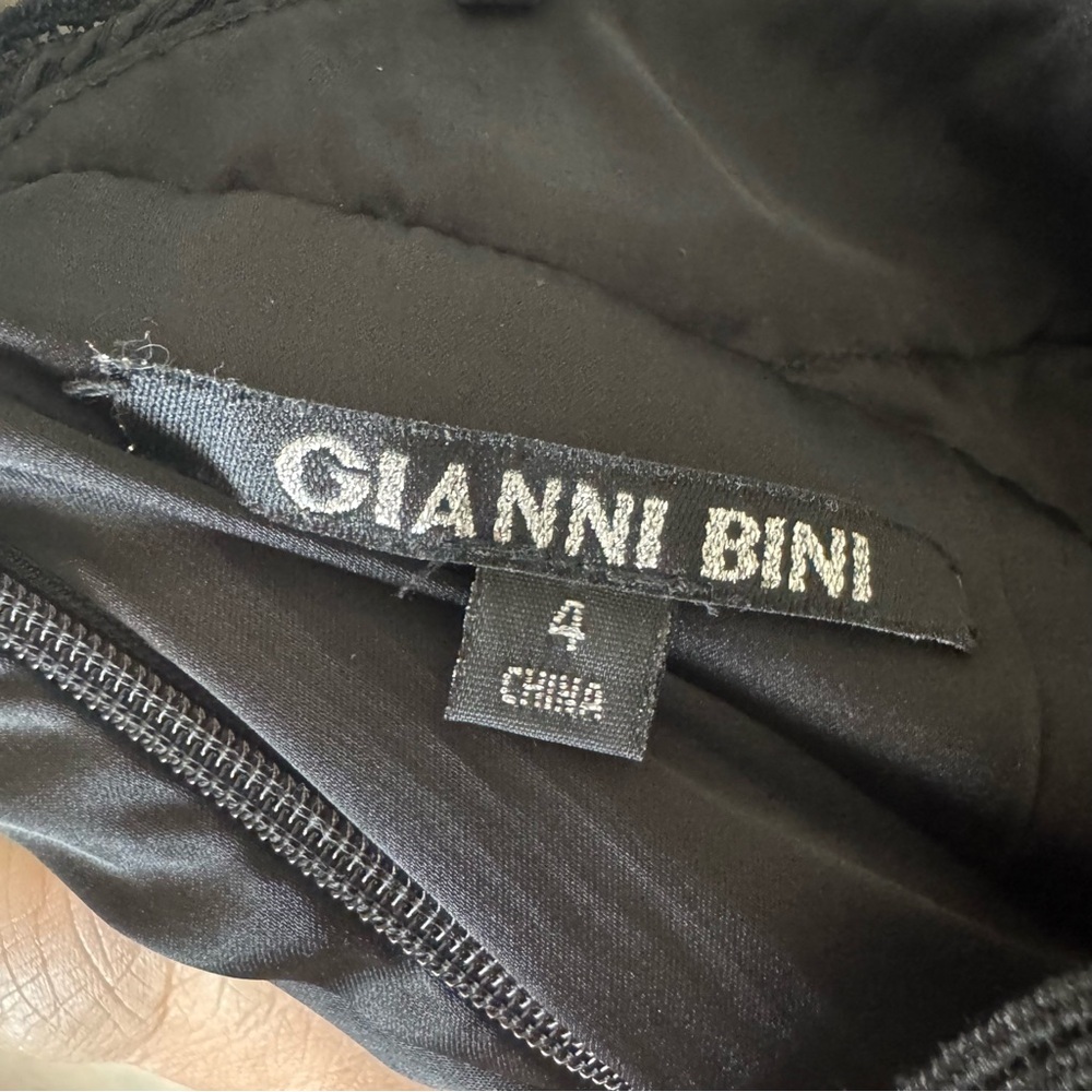 Gianni Bini Monica Black Lace Peplum Crisscross Straps Dress Size 4 - Picture 6 of 7